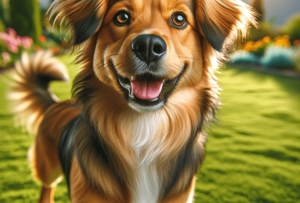 image of a vibrant and healthy-looking dog in an outdoor setting.